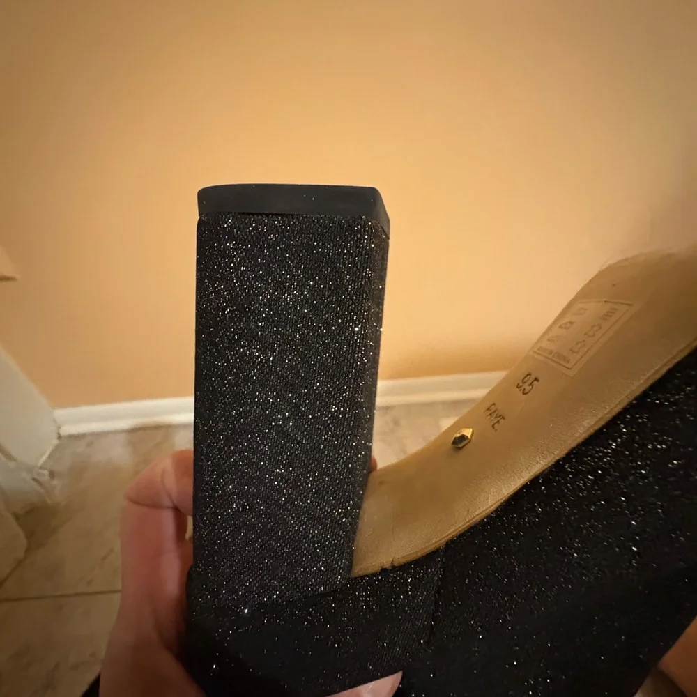 Raye x Revolve Farley Over the Knee Black Sparkly Boots